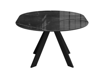 Стол из стекла раздвижной DikLine SFC110 d1100 стекло Оптивайт Черный мрамор/подстолье черное/опоры черные в Абакане