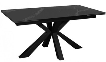 Керамический кухонный стол раздвижной DikLine SFE140 Керамика Черный мрамор/подстолье черное/опоры черные (2 уп.) в Абакане
