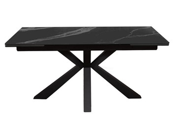 Керамический обеденный стол раздвижной DikLine SFE160 Керамика Черный мрамор/подстолье черное/опоры черные (2 уп.) в Абакане