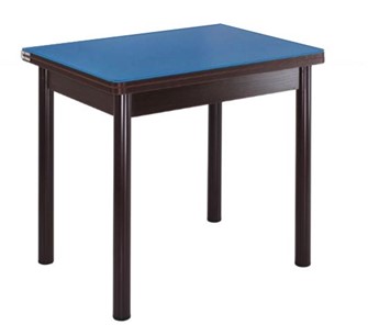 Стол со стеклянной столешницей СПА-01 СТ2, венге ЛДСП/стекло синие/38 прямые трубки крашеные коричневый в Абакане