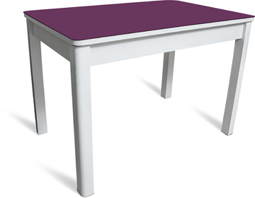 Раздвижной стол Айсберг мини СТ2, белое ЛДСП/фиолетовое стекло/40 массив белый в Абакане