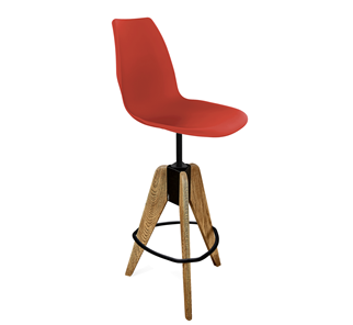 Барный стул SHT-ST29/S92 (красный ral 3020/брашированный коричневый/черный муар) в Абакане