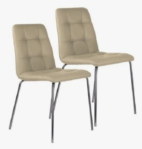 Комплект стульев 2 шт. BRABIX "Twins CF-011", хром каркас, экокожа, бежевый, 532766 в Абакане