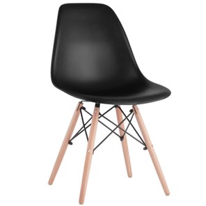 Комплект стульев 4 шт. BRABIX "Eames CF-010", пластик черный, опоры дерево/металл, 532631, 2033A в Абакане