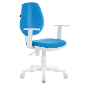 Кресло компьютерное Brabix Fancy MG-201W (с подлокотниками, пластик белый, голубое) в Абакане