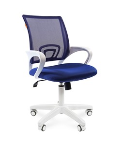 Кресло компьютерное CHAIRMAN 696 white, ткань, цвет синий в Абакане