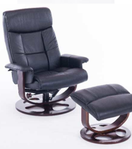 Кресло ДамОфис J6011 для релаксации нат. кожа / дерево, черный в Абакане