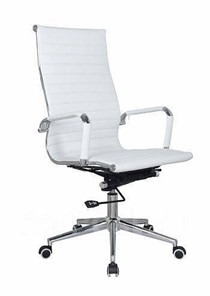 Кресло офисное ДамОфис В108 экокожа / хром, White ( белый) в Абакане