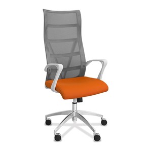 Офисное кресло для руководителя Топ X белый каркас, сетка/ткань TW / серая/оранжевая в Абакане