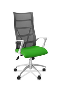 Офисное кресло Топ X белый каркас, сетка/ткань TW / серая/салатовая в Абакане