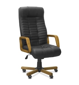 Офисное кресло для руководителя Атлант W, экокожа премиум / черная CN1114/ дерево - орех в Абакане