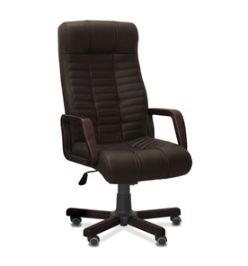 Офисное кресло для руководителя Атлант W, экокожа премиум / тёмно-коричневая CN1113/ дерево - венге в Абакане