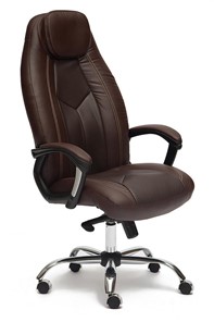 Кресло офисное BOSS Lux, кож/зам, коричневый/коричневый перфорированный, арт.9816 в Абакане