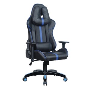 Кресло офисное BRABIX "GT Carbon GM-120", две подушки, экокожа, черное/синее, 531930 в Абакане