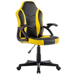 Офисное кресло BRABIX "Shark GM-203", экокожа, черное/желтое, 532514 в Абакане