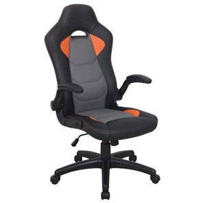 Кресло офисное BRABIX "Skill GM-005", откидные подлокотники, экокожа, черное/оранжевое, 532495 в Абакане