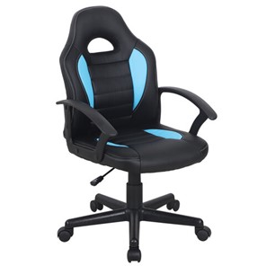Кресло офисное BRABIX "Spark GM-201", экокожа, черное/голубое, 532505 в Абакане