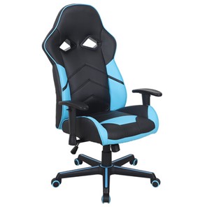 Кресло офисное BRABIX "Storm GM-006", регулируемые подлокотники, экокожа, черное/голубое, 532501 в Абакане
