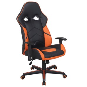 Кресло офисное BRABIX "Storm GM-006", регулируемые подлокотники, экокожа, черное/оранжевое, 532502 в Абакане