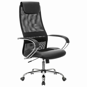 Офисное кресло Brabix Premium Stalker EX-608 CH (хром, ткань-сетка/кожзам, черное) 532091 в Абакане