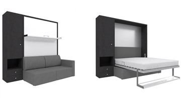 Подъемная кровать Кровать-трансформер Smart (ШЛ+КД 1400), шкаф левый, правый подлокотник в Абакане