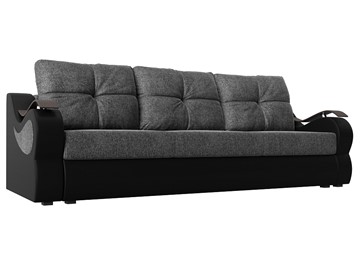 Прямой диван Меркурий еврокнижка, Серый/черный (рогожка/экокожа) в Абакане