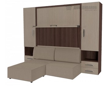 Кровать-шкаф Кровать-трансформер Smart (ШЛ+КД 1600+ШП+Пуф), 2 шкафа, без подлокотников в Абакане