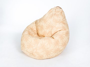 Кресло-мешок Груша малое, жаккард, бежевые листья в Абакане