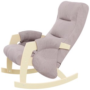 Кресло-качалка ЭЛИТ с карманами Джанни (каркас дуб, сиденье серо-розовое) в Абакане