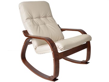 Мягкое кресло Сайма (экокожа бежевый, каркас вишня) в Абакане