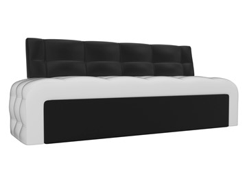 Кухонный прямой диван Люксор, Белый/Черный (экокожа) в Абакане
