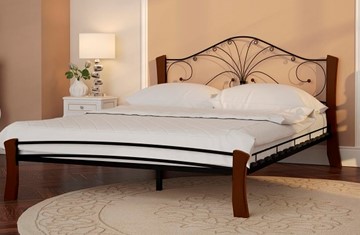 Кровать 2-спальная Фортуна 4 Лайт, 1600, черный/махагон в Абакане