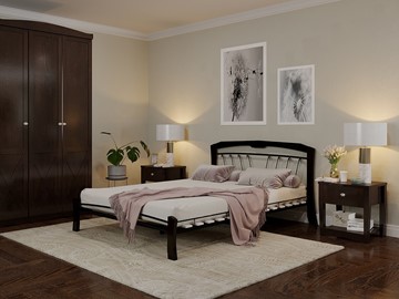 Спальная кровать Муза 4 Лайт, 1600, черный/шоколад в Абакане