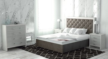 Двуспальная кровать с механизмом Сарма Манхэттен 160х200 (с коробом), высота спинки - 140 см в Абакане