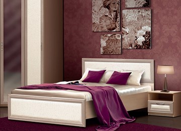 Кровать двуспальная Камелия, 1600, шимо светлый/белый кожзам в Абакане