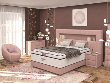 Кровать двуспальная Smart/Podium M 160х200, Флок (Велсофт Винтажный розовый) в Абакане