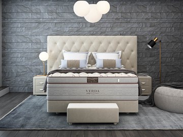 Кровать спальная Luxe/Podium M 160х200, Флок (Велсофт Бежевый) в Абакане