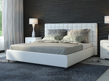 Кровать двуспальная Corso-3 160х200, Экокожа (Белый) в Абакане
