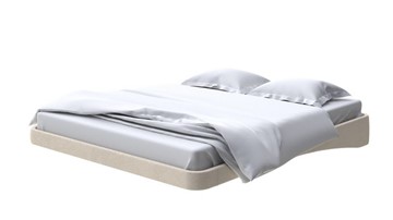 Кровать двуспальная парящая 160х200, Велюр (Ultra Песочный) в Абакане