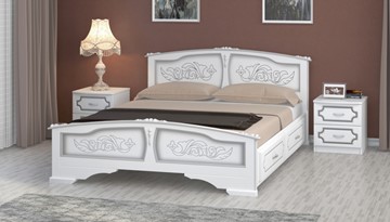 Кровать с выкатными ящиками Елена (Белый Жемчуг) 160х200 в Абакане