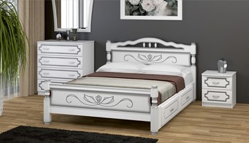 Кровать с выкатными ящиками Карина-5 (Белый Жемчуг) 160х200 в Абакане