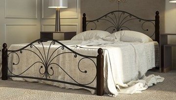Двуспальная кровать Фортуна 1, 1600, черный/шоколад в Абакане