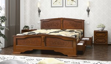 Кровать с выкатными ящиками Елена (Орех) 140х200 в Абакане