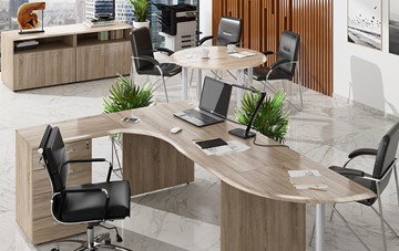 Комплект офисной мебели Wave 2, рабочий стол и конференц-стол в Абакане