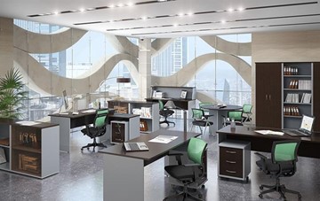 Офисный набор мебели IMAGO четыре рабочих места, стол для переговоров в Абакане