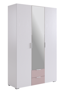 Шкаф трехдверный с ящиками Зефир 109.02 (белое дерево/пудра розовая (эмаль)) в Абакане