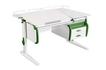 Детский стол-трансформер 1/75-40 (СУТ.25) + Tumba 3 + Polka_z 1/600 (2 шт.) белый/белый/Зеленый в Абакане