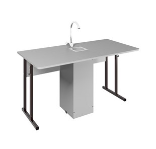 Детский стол 2-местный для кабинета химии Стандарт 5, Пластик Серый/Коричневый в Абакане