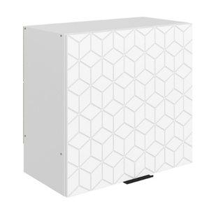 Навесной кухонный шкаф Стоун L600 Н566 (1 дв. гл.) с фрезировкой (белый/джелато софттач) в Абакане