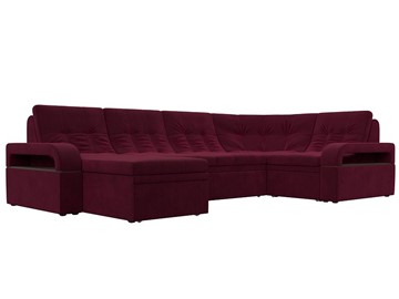 П-образный диван Лига-035, Бордовый (Микровельвет) в Абакане